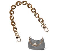 MEGAVOW 1 pcs of Purse Chain Straps, Flat Chain Handle with Metal Buckle, Handbag Shoulder Bag Chains Strap Replacement Accessory for DIY Purse Wallet Extender Crafts Making, Brown, 40cm