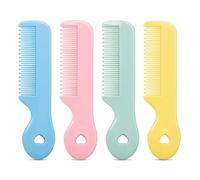 MEGAVOW 4 Pcs Baby Hair Comb, Cute Small Round Hairbrushes Hair Brush Set for Toddler Newborn Girls and Boys Childrens Multicolor