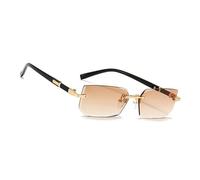 MEGAVOW Rimless Tinted Sunglasses for Women Men, Lightweight Rectangle Frameless Glasses UV400 Protection, Stylish Square Sun Shades for Retro 90s Party Driving Outdoor Activities