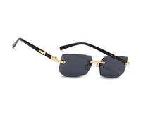 MEGAVOW Rimless Tinted Sunglasses for Women Men, Lightweight Rectangle Frameless Glasses UV400 Protection, Stylish Square Sun Shades for Retro 90s Party Driving Outdoor Activities