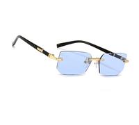 MEGAVOW Rimless Tinted Sunglasses for Women Men, Lightweight Rectangle Frameless Glasses UV400 Protection, Stylish Square Sun Shades for Retro 90s Party Driving Outdoor Activities