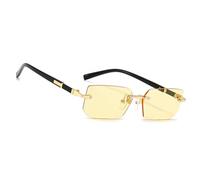 MEGAVOW Rimless Tinted Sunglasses for Women Men, Lightweight Rectangle Frameless Glasses UV400 Protection, Stylish Square Sun Shades for Retro 90s Party Driving Outdoor Activities