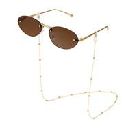 MEGAVOW Trendy Rimless Oval Sunglasses with Eyeglasses Straps, Fashion Tinted Frameless Sunglasses, Vintage Small Round Eyewear, Retro Glasses for Women Men, Fashion Tinted Coloured, UV Protection