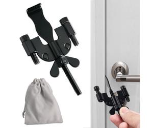 MEGAVOW Upgraded Portable Door Lock, Security Door Locker Without Drilling, Safety and Privacy Lock with Dual Nut Adjustment, Lockdown Devices from Inside for Home Travel Hotel Dormitories Black