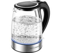 MEGAWISE 1500W Electric Kettle, 1.8L Borosilicate Glass Tea Kettle with LED Light, Auto Shut-Off and Boil-Dry Protection Cordless Kettle Fast Boiling, BPA Free
