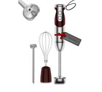 Megawise 3-in-1 Hand Blender - 12-Speed, Includes Powerful Blender Stick, Whisk, and Milk Frother - Easy to Clean and Perfect for Smoothies, and More (Red)