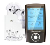 MegaWise 48 Modes（24 * 2） Dual Channel EMS TENS Unit Muscle Stimulator with 14Pcs Reusable Electrode Pads. Rechargeable Continuous Mode Electronic Pulse Massager with Storage Pouch/Pads Holder