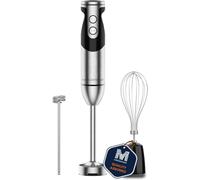 Megawise High-Power Hand Blender - Max Power, 3-in-1 Attachments (Blender Stick, Whisk, Frother), Ergonomic Design, 12 Adjustable Speeds, Perfect for Milk, Baby Foods, and More, Easy to Clean (Black)