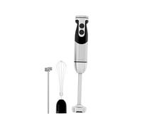 MegaWise Stainless Steel Titanium Reinforced 3-in-1 Immersion Hand Blender, Powerful with 80% Sharper Blades, 12-Speed Corded Blender, Including Whisk and Milk Frother (3-in 1 Black)