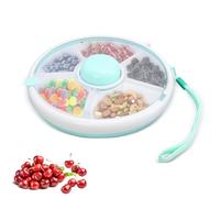 Megcdtr Kids Snack Spinner, Spinner Snacks Box with 5 Compartments 18cm, Reusable Portable Snack Tray with Hand Strap for Home School Picnic Travel (Green)