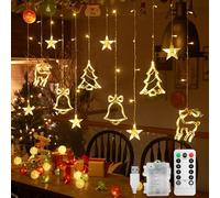 MEgegulo LED String Light Christmas Curtain Light,3.5M Waterproof Fairy Light String Indoor Window Lights,8 Flashing Modes,Holiday Party Garden Bedroom Decoration,USB+Battery Box (USB+Battery Box)