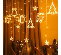 MEgegulo LED String Light Christmas Curtain Light,3.5M Waterproof Fairy Light String Indoor Window Lights,8 Flashing Modes,Holiday Party Garden Bedroom Decoration,USB+Battery Box (Battery Box)