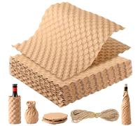 MEGETGOD 100 Sheet Honeycomb Packing Paper - 30 x 30cm Bubble Wrap for Moving House Essentials, Shipping, Moving, and Breakables - Recyclable & Biodegradable Bubble Wrap Alternative, 98FT