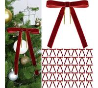 MEGETGOD 36 Pcs Burgundy Velvet Bows for Christmas Tree - 7.9 x 5.9 Vintage Wine Red Velvet Ribbon Bows for Christmas Tree Garland Wreath Gift Wrapping DIY Crafts Wedding Home Decor