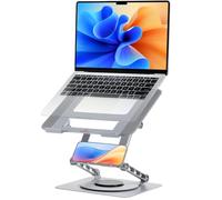 MEGETGOD Laptop Stand for Desk - Ergonomic 3 Layer Adjustable Height & 360° Rotating Laptop Riser - Ventilated Aluminum Computer Stand Compatible with MacBook Air, Dell XPS, 10-17.3" Laptops
