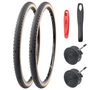 MEGHNA 700x42c Road & Gravel Bike Tyre Set - High-Grip, Puncture-Resistant w/Butyl Inner Tubes & Tyre Levers (42-622, 29x1.6")