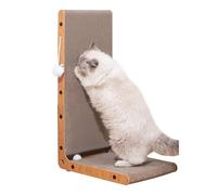 Megidok Cat Scratcher, 26.8" L Shape Cat Scratcher, Vertical Cat Scratching Board, Cat Scratch Pad Cardboard Cat Scratching with Ball Toy, Wall-Mount Cat Scratchers for Indoor Cats