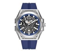 MEGIR Automatic Men's Wrist Watch, 316L Steel Case, Luminous Dial, 5ATM Water Resistant, Silicone Band, Blue