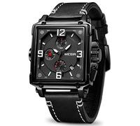 MEGIR Men's Analogue Army Military Chronograph Luminous Quartz Watch with Fashion Leather Strap for Sport & Business Work ML2061G, BLACK, Quartz Watch,Chronograph