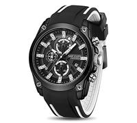 MEGIR Men's Analogue Sport Chronograph Luminous Quartz Watch with Fashion Silicone Strap (White), White, Modern
