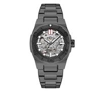 MEGIR Men's Automatic Watch with Mechanical Movement & Exhibition Back, 40mm Alloy Case, Mineral Crystal, Stainless Steel Butterfly Clasp Band, Luminous Hands, 3ATM Water Resistant,Stylish Gift, Black