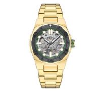 MEGIR Men's Automatic Watch with Mechanical Movement & Exhibition Back, 40mm Alloy Case, Mineral Crystal, Stainless Steel Butterfly Clasp Band, Luminous Hands, 3ATM Water Resistant,Stylish Gift, Gold