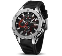 MEGIR Men's Fashion Quartz Wrist Watch Exquisite Dial Date Calendar Silica Gel Strap 3ATM Waterproof Chronograph Function Sport Wristwatch for Gift Friend Family(Silver/Black)