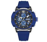 MEGIR Men's Sport Quartz Watches with Chronograph Luminous Auto Calendar Waterproof Function Silicone Strap, Blue, Sports