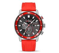 MEGIR Men's Sport Watch Analogue Quartz Chronograph Military Luminous Wrist Watch with Silicone Strap 2224G, Red