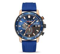 MEGIR Men's Sport Watch Analogue Quartz Chronograph Military Luminous Wrist Watch with Silicone Strap 2224G, Blue