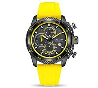 MEGIR Men's Sports Analogue Chronograph Luminous Quartz Watches with Stylish Silicone Strap for Gifts, Yellow, Stylish