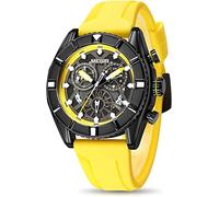Megir Men's Sports Analogue Luminous Quartz Watches with Fashion Silicone Strap Wrist Watches (Yellow)
