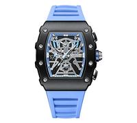 MEGIR Military Sport Silicone Strap Quartz Watch Men Fashion Luminous Tonneau Dial Chronograph Wristwatch with Date, 2218 Blue, Chronograph,Quartz Watch