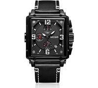 Megir Quartz Men Watches Stylish Casual Army Military Chronograph Sport Business Work Wrist Watch (Black)