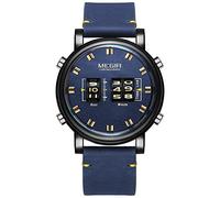 MEGIR Stylish Roller Watches Men Military Sports Quartz Watch Blue Leather Strap Waterproof Wristwatch Man