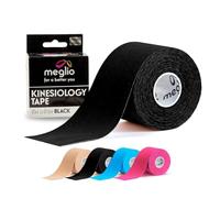 Meglio Kinesiology Tape - Uncut 5m Roll Sports Tape Strapping for Injuries, Support Muscle Tape, K Tape, Physio Tape, Trans Tape, Athletic Tape, Breathable & Waterproof | (Black)