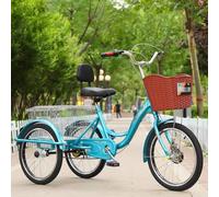 MegLob 20IN Adult Tricycle Bike, Three-Wheeled Cruise Trike with Large Shopping Basket, 3 Wheel Cargo Tricycle for Seniors, 1 Speed Trike Rickshaw Bike for Adults with Removable Baskets,Blue Pro