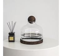 MegLob Aquaponics Fish Tank, Glass Betta Fish Tank with Wooden Base, Aquaponic Planter And Aquarium for Betta Fish, Indoor Gardening Ecosystem Aquarium, Clear Glass Betta Fish Bowl,Curved L