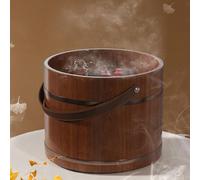MegLob Cedar Wooden Foot Spa Bath Basin, Household Pedicure Foot Bath Spa Bucket, Large Foot Soaking Tub with Soft Handle, Pedicure Foot Spa Bucket, Pedicure Barrel for Foot Bath,25cm With Lid