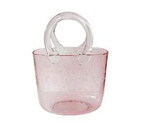 MegLob Decor Glass Aquarium, Transparent Handbag Shaped Betta Fish Tank, Clear Betta Fish Tank, 2 in 1 Vase & Aquarium Container, Multifunctional Open Fish Tank,Pink