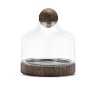 MegLob Fish Bowl with Wooden Base, Glass Betta Fish Tank for Fish & Plants, Open Glass Fish Bowl for Goldfish & Betta Fish, 2 in 1 Fish Tank, HD Float Glass Small Fish Bowl,Dark L