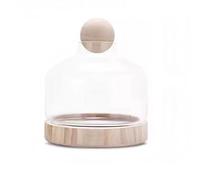 MegLob Fish Bowl with Wooden Base, Glass Betta Fish Tank for Fish & Plants, Open Glass Fish Bowl for Goldfish & Betta Fish, 2 in 1 Fish Tank, HD Float Glass Small Fish Bowl,Light L