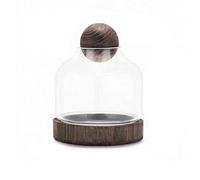 MegLob Fish Bowl with Wooden Base, Glass Betta Fish Tank for Fish & Plants, Open Glass Fish Bowl for Goldfish & Betta Fish, 2 in 1 Fish Tank, HD Float Glass Small Fish Bowl,Dark S