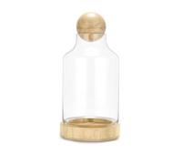MegLob Fish Bowl with Wooden Base, Glass Betta Fish Tank for Fish & Plants, Open Glass Fish Bowl for Goldfish & Betta Fish, 2 in 1 Fish Tank, HD Float Glass Small Fish Bowl,Light M