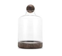 MegLob Fish Bowl with Wooden Base, Glass Betta Fish Tank for Fish & Plants, Open Glass Fish Bowl for Goldfish & Betta Fish, 2 in 1 Fish Tank, HD Float Glass Small Fish Bowl,Dark XL