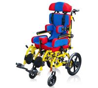 MegLob Full-Recline Wheelchair with Safety Belt, Designed for Children Aged 4-18 with Cerebral Palsy; Features an Adjustable Backrest 90°-170° and Adjustable Seat Height 11-15.7 Inches,Red