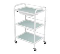 MegLob Glass Utility Cart, Heavy Duty Utility Salon Trolley Cart, Mobile Beauty Trolley with 4 Wheels, Rolling Barber Storage Cart, 3 Tier Beautician Esthetician Cart, Esthetician Beauty Cart,C
