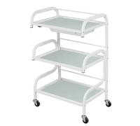 MegLob Glass Utility Cart, Heavy Duty Utility Salon Trolley Cart, Mobile Beauty Trolley with 4 Wheels, Rolling Barber Storage Cart, 3 Tier Beautician Esthetician Cart, Esthetician Beauty Cart,B