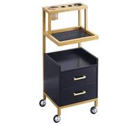 MegLob Hair Salon Cart, Multifunctional Utility Salon Trolley, Esthetician Cart for Spas & Barber Shop, Multi-Tier Mobile Facial Trolley, Salon Tray Equipment Accessory, Salon Rolling Cart,Gold B
