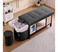 MegLob Head Care Shampoo Bed, Heavy Duty Shampoo Bed & Massage Table-in-1, Beauty Salon Thai Massage Shampoo Bed, Includs U-Shape Water Massage Backwash, Spa Resort Hair Salon Equipment,Gray